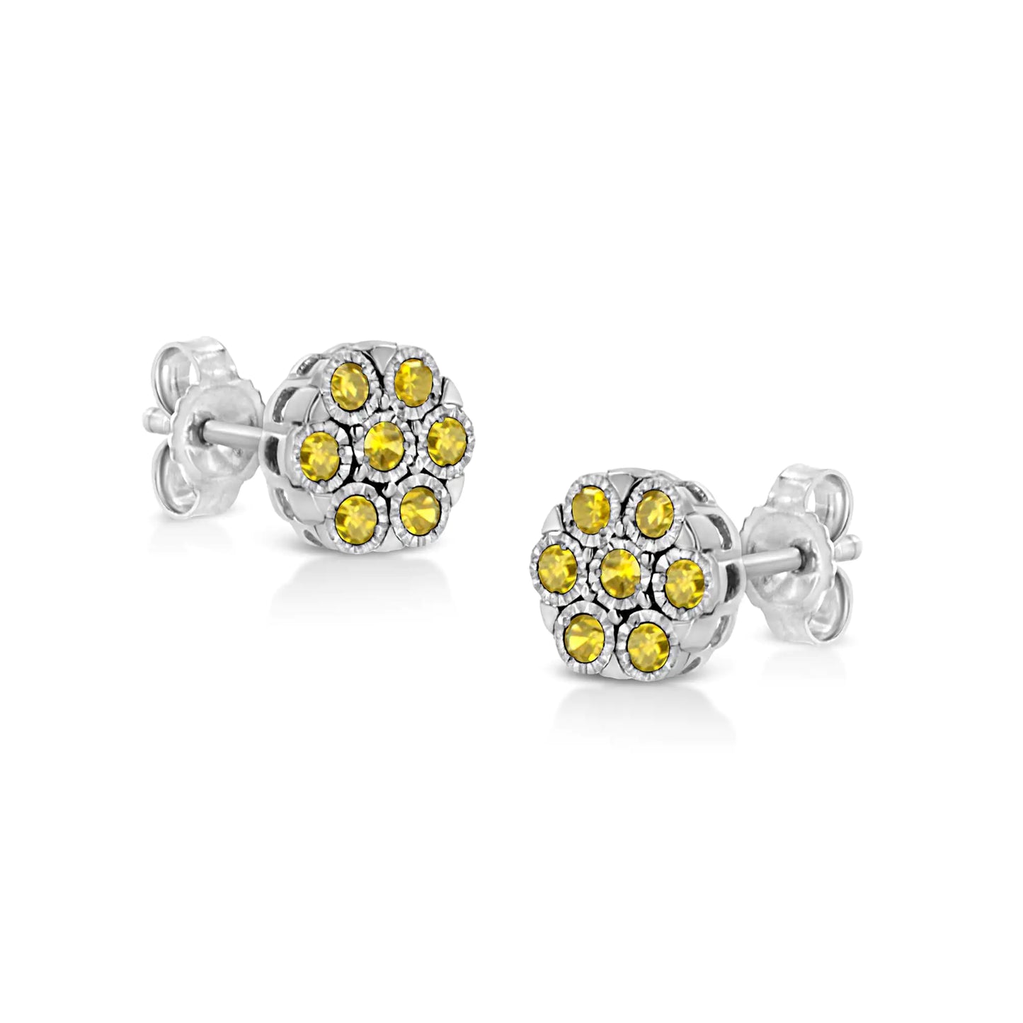 Sterling Silver Rose-Cut Diamond Floral Cluster Stud Earring (0.25 cttw, I-J Color, I2-I3 Clarity)