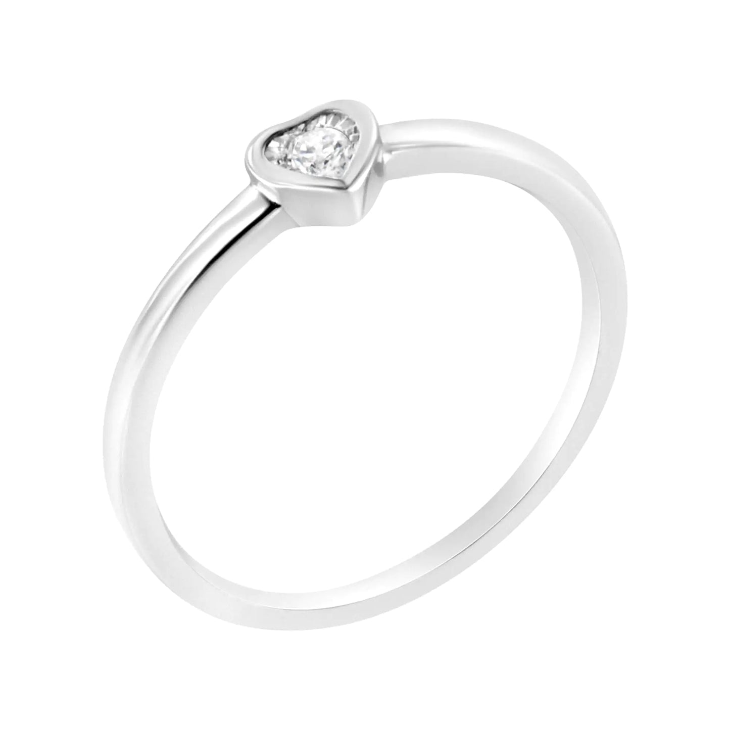 .925 Sterling Silver Miracle Set Diamond Accent Heart Shaped Promise Ring (J-K Color, I1-I2 Clarity)