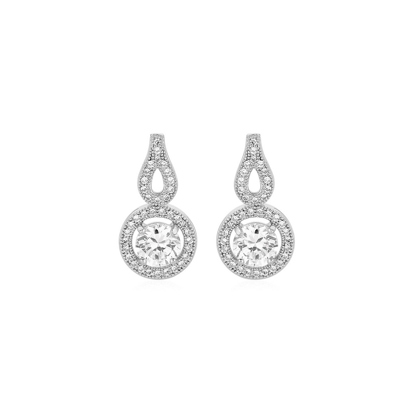 Earrings with Circle and Teardrop Motif | Sterling Silver