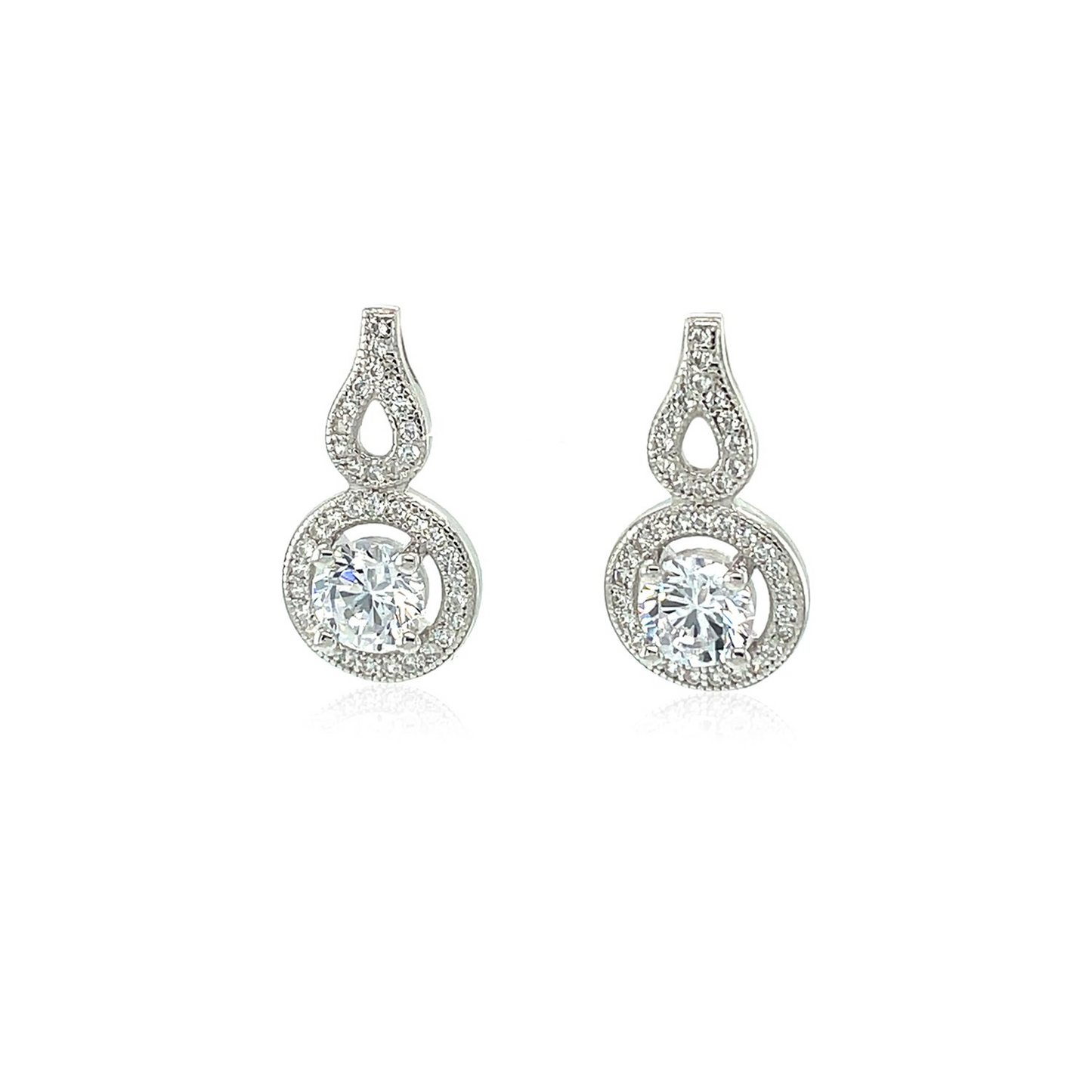 Earrings with Circle and Teardrop Motif | Sterling Silver