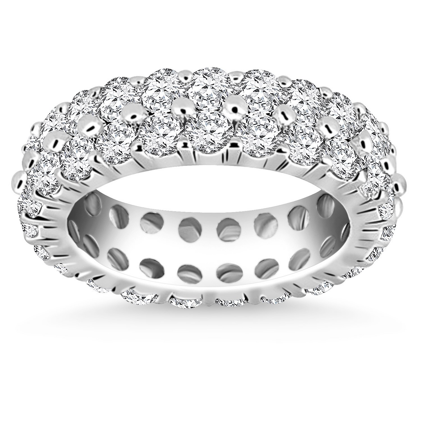 14k White Gold Double Band Round Diamond Eternity Ring | Shop Now