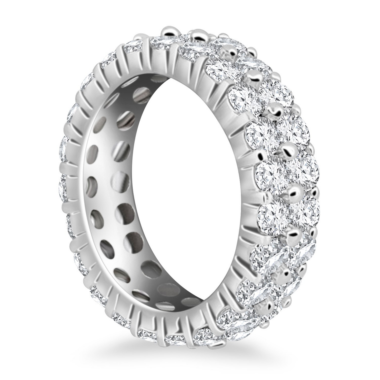 14k White Gold Double Band Round Diamond Eternity Ring | Shop Now