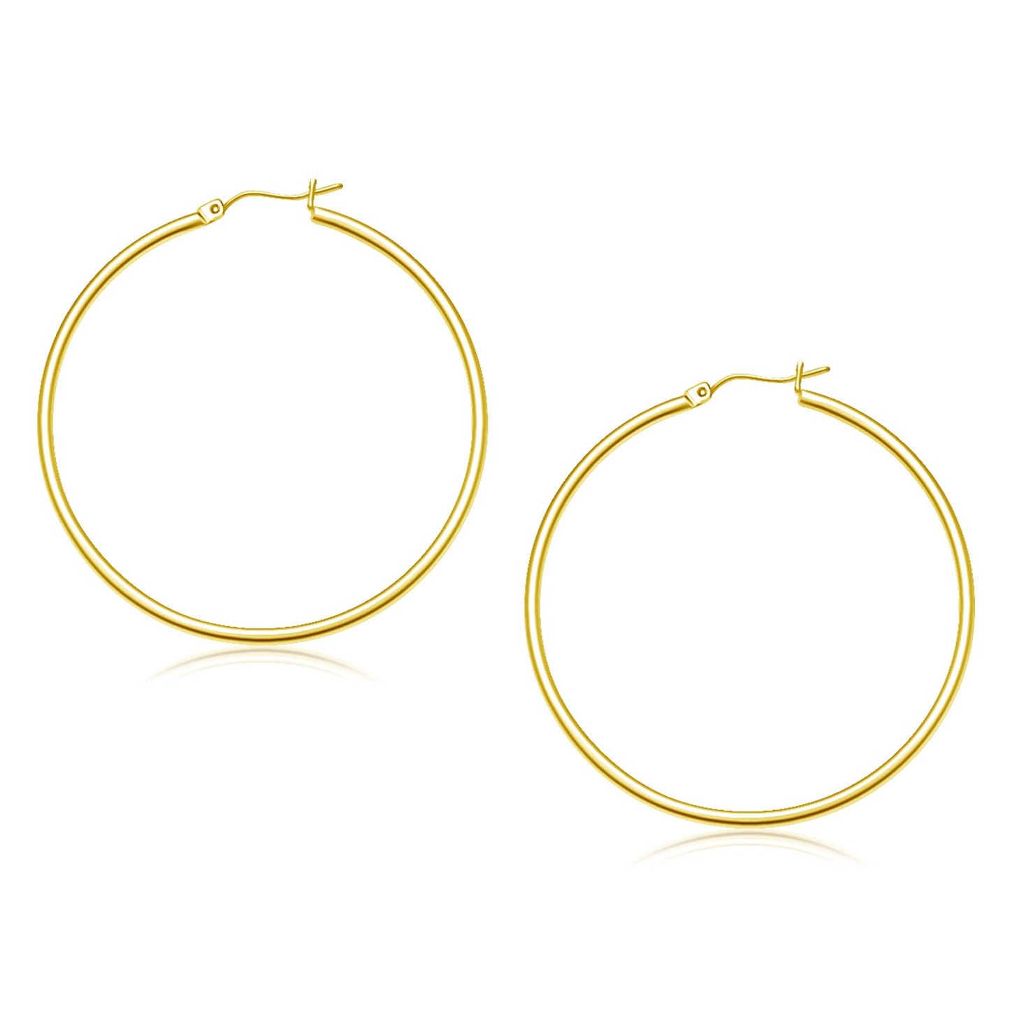 14k Yellow Gold Polished Hoop Earrings (45 mm) - Classic and Elegant