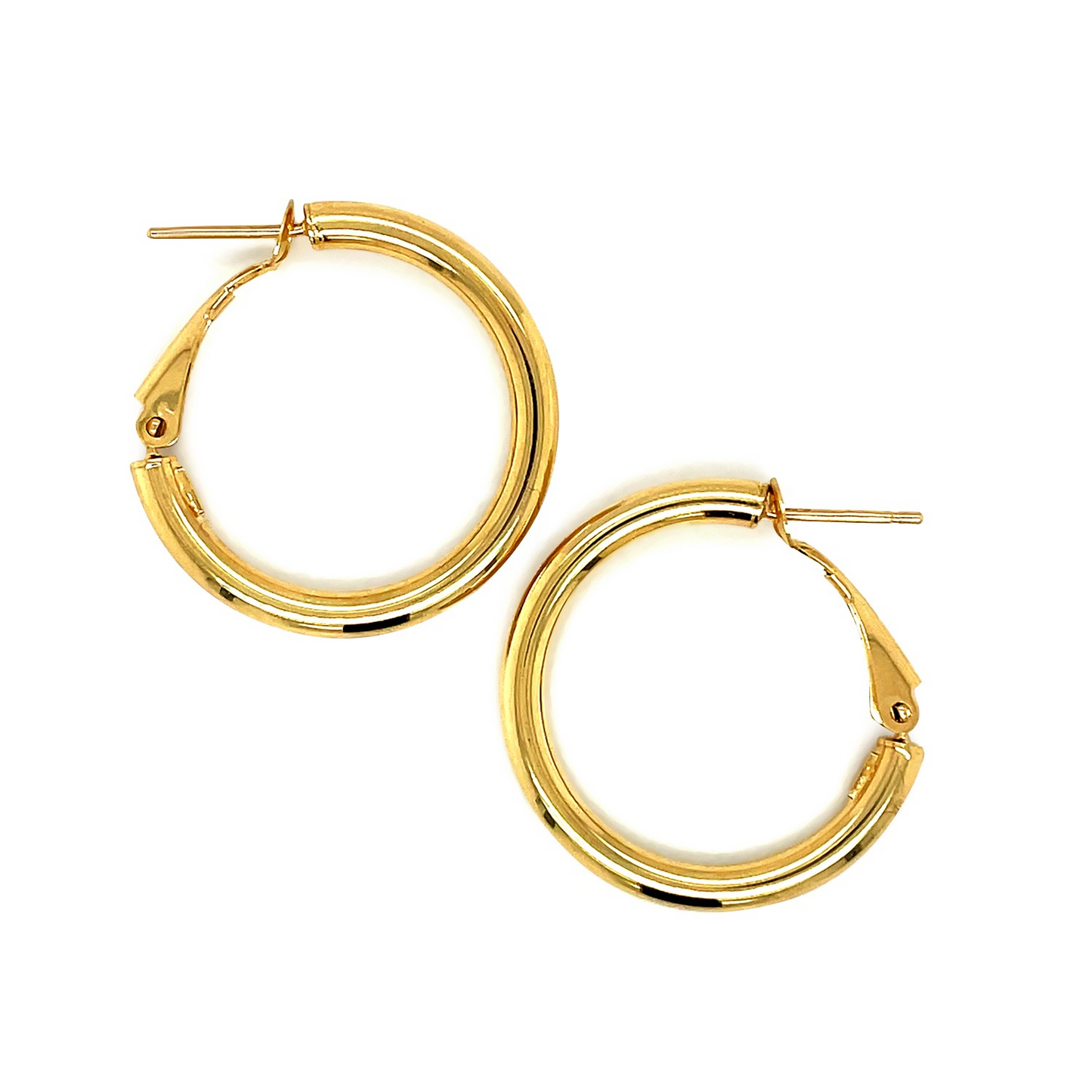 14k Yellow Gold High Polish Hoop Earrings (0.78 inch Diameter) - Elegant Jewelry