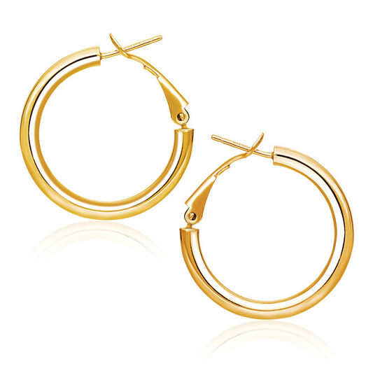 14k Yellow Gold High Polish Hoop Earrings (0.78 inch Diameter) - Elegant Jewelry