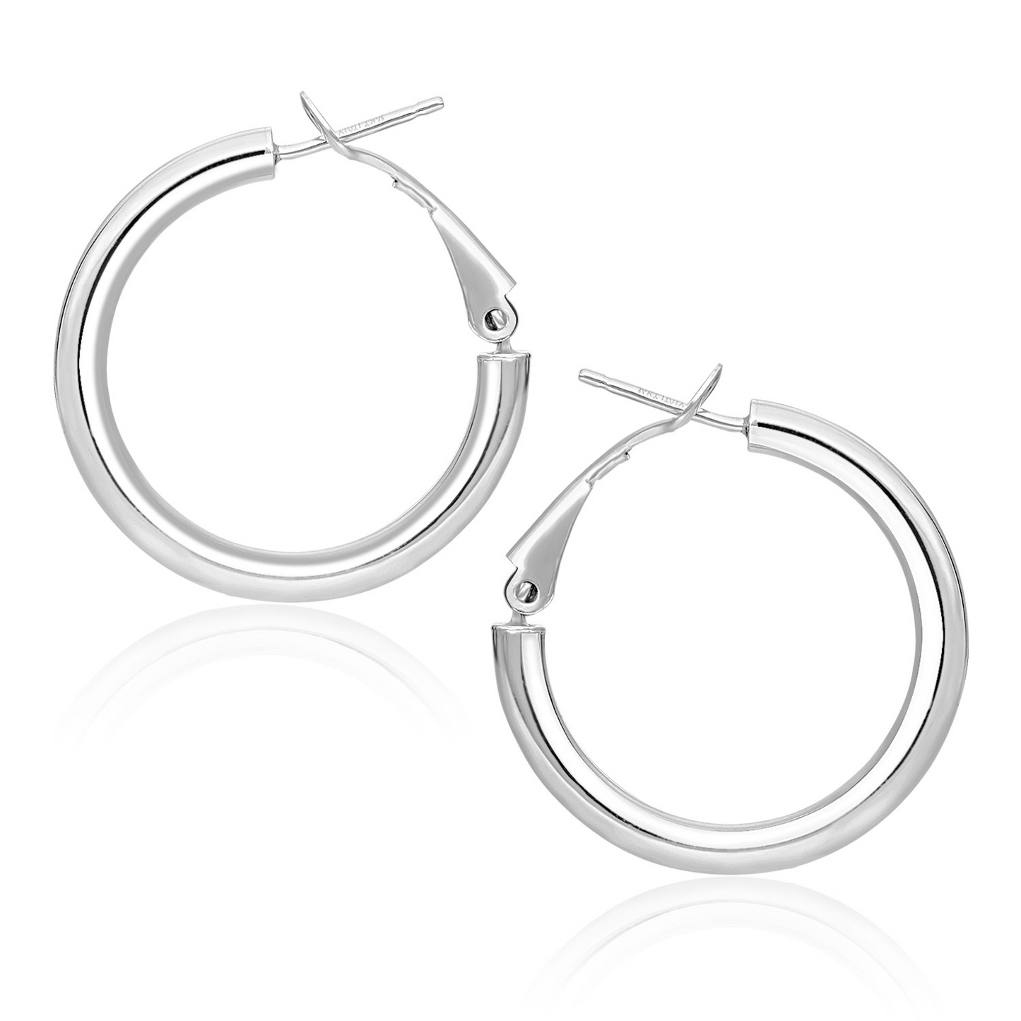 14k White Gold High Polish Hoop Earrings (0.78 inch Diameter) - Elegant Jewelry