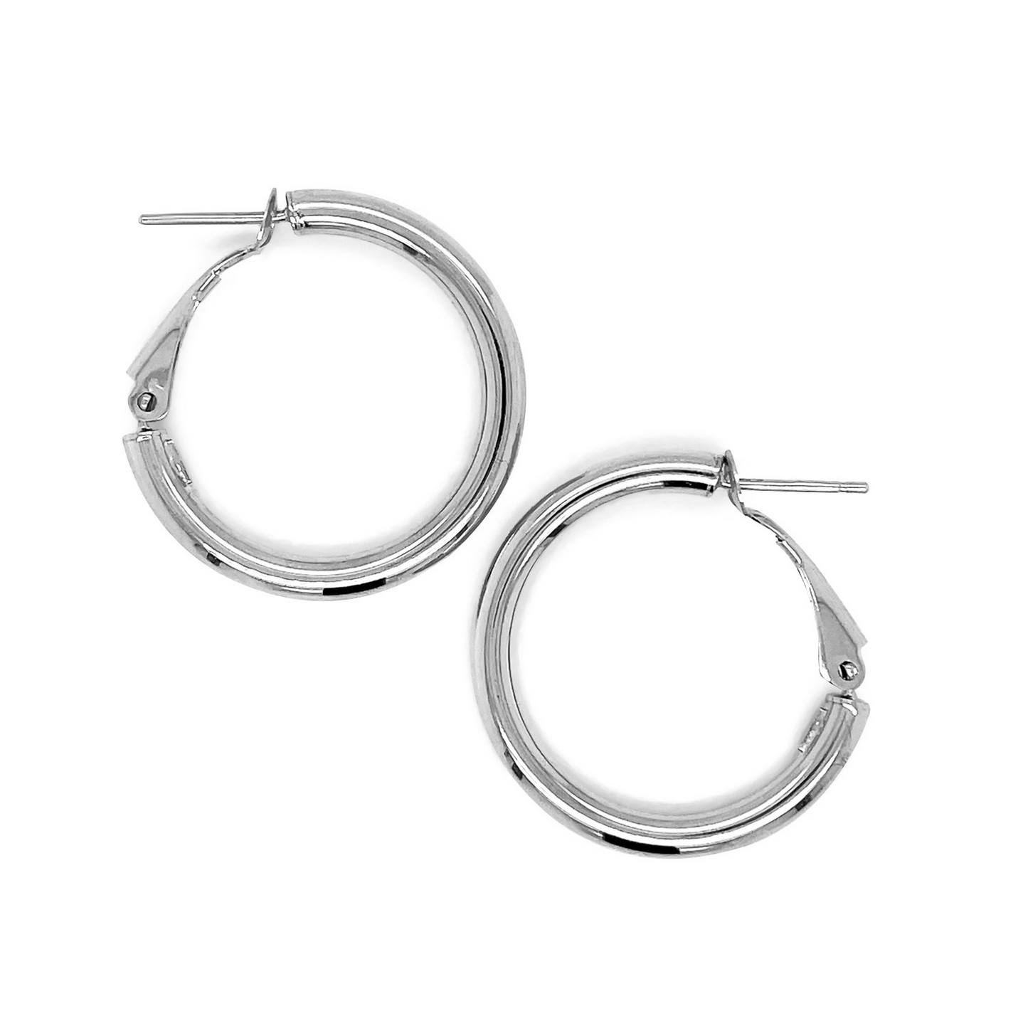 14k White Gold High Polish Hoop Earrings (0.78 inch Diameter) - Elegant Jewelry