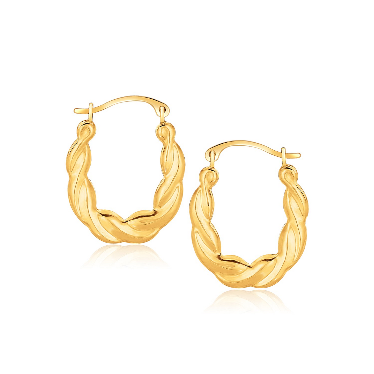 10k Yellow Gold Oval Twist Hoop Earrings | Shop Now at XYZ Jewelry