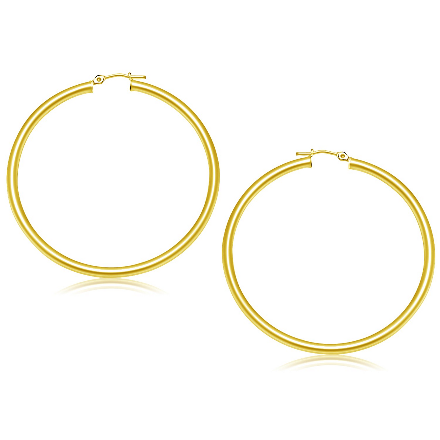 14k Yellow Gold Polished Hoop Earrings (50 mm) - Classic Style and Timeless Charm