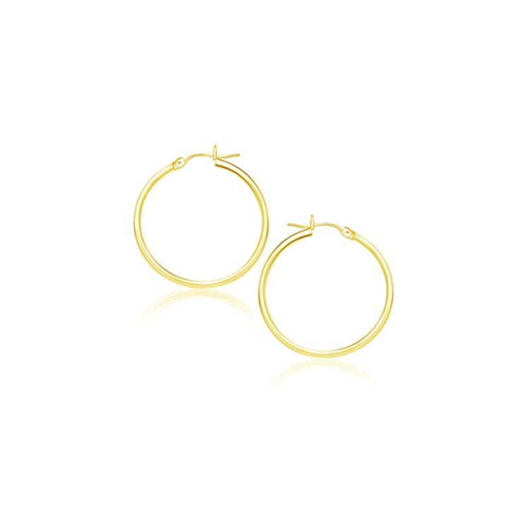 14k Yellow Gold Polished Hoop Earrings (20 mm) - Elegant and Timeless