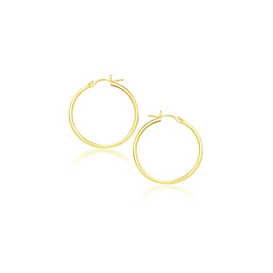 14k Yellow Gold Polished Hoop Earrings (20 mm) - Elegant and Timeless