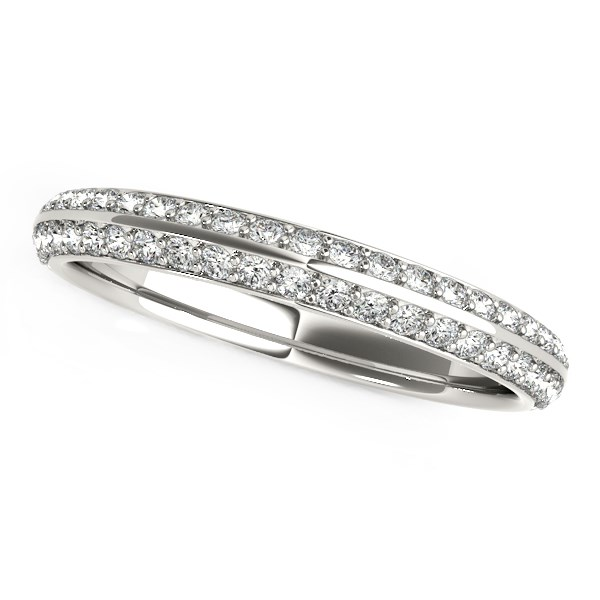 14k White Gold Two-Row Pave Set Diamond Wedding Band (1/4 cttw) - Elegant and Timeless