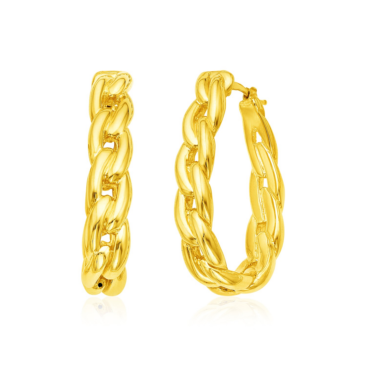 Shop 14k Yellow Gold Curb Chain Hoop Earrings - Elegant and Unique Design