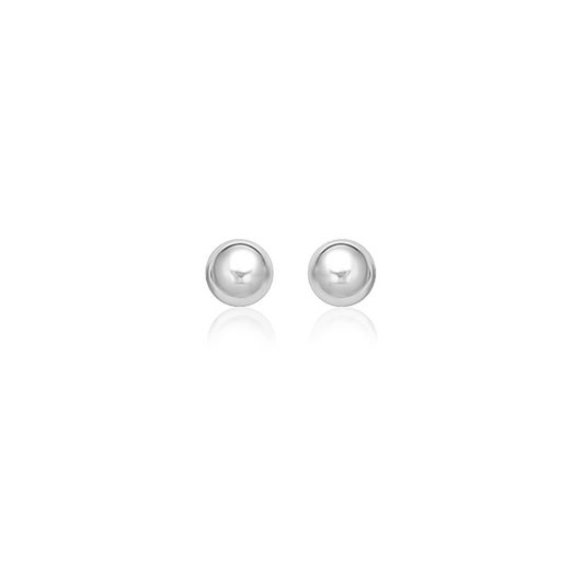 14k White Gold Classic Stud Earrings (8.0 mm) - Elegant Round Studs