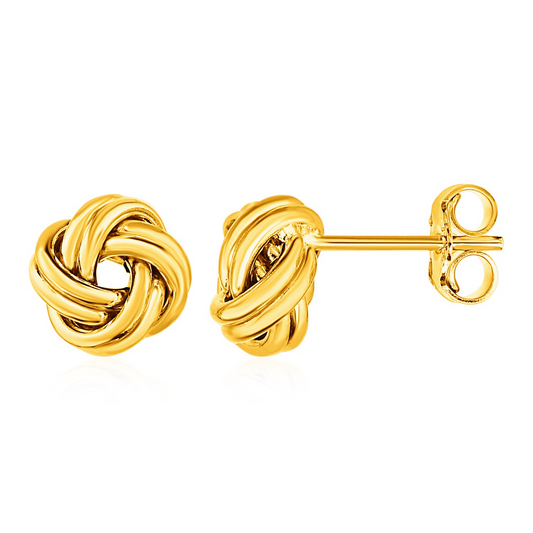 Love Knot Post Earrings in 14k Yellow Gold - Elegant and Stylish