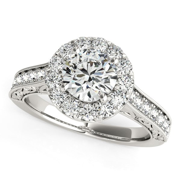 14k White Gold Round Diamond Engagement Ring with Stylish Shank (1 5/8 cttw) - Elegant and Timeless Design