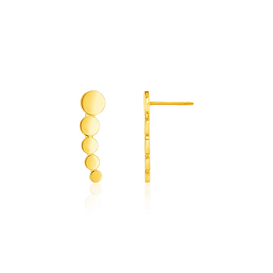 14k Yellow Gold Graduated Circles Climber Post Earrings | Modern Flair