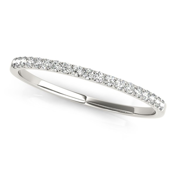 14k White Gold Slim Pave Set Diamond Wedding Band (1/8 cttw) - Elegant and Timeless