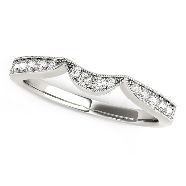 14k White Gold Milgrained Curved Wedding Diamond Band (1/6 cttw) - Elegant and Timeless