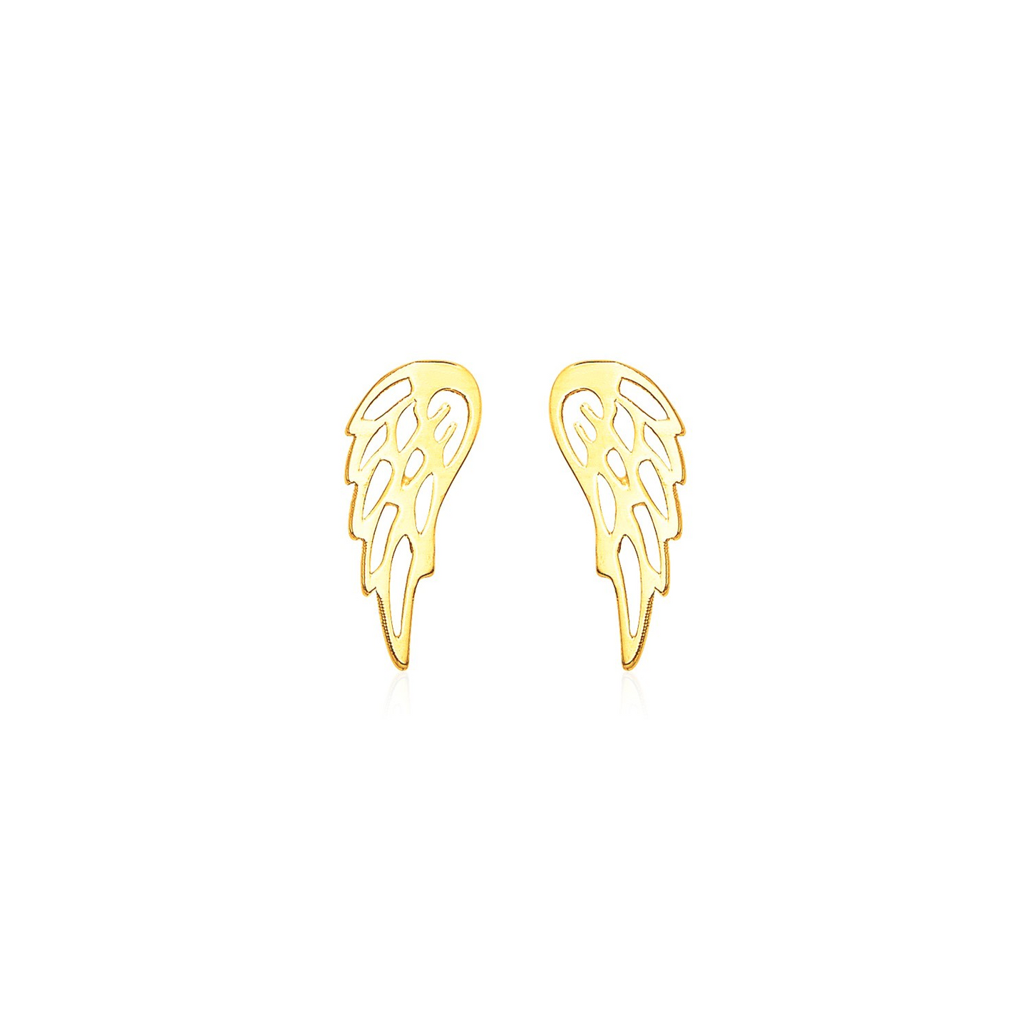 14k Yellow Gold Polished Wing Post Earrings - Delicate and Charming