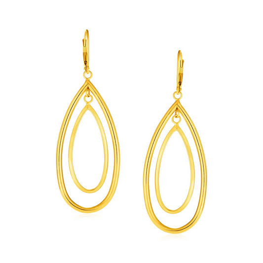 14k Yellow Gold Earrings with Teardrop Dangles | Elegant Statement Jewelry