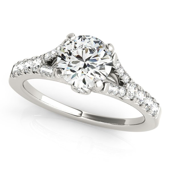 14k White Gold Split Shank Prong Set Diamond Engagement Ring (1 3/8 cttw) - Elegant and Timeless Design