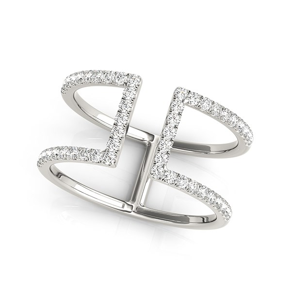 14k White Gold Modern Dual Band Style Diamond Ring (1/2 cttw) | Elegant & Sparkling