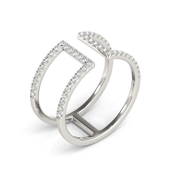 14k White Gold Modern Dual Band Style Diamond Ring (1/2 cttw) | Elegant & Sparkling