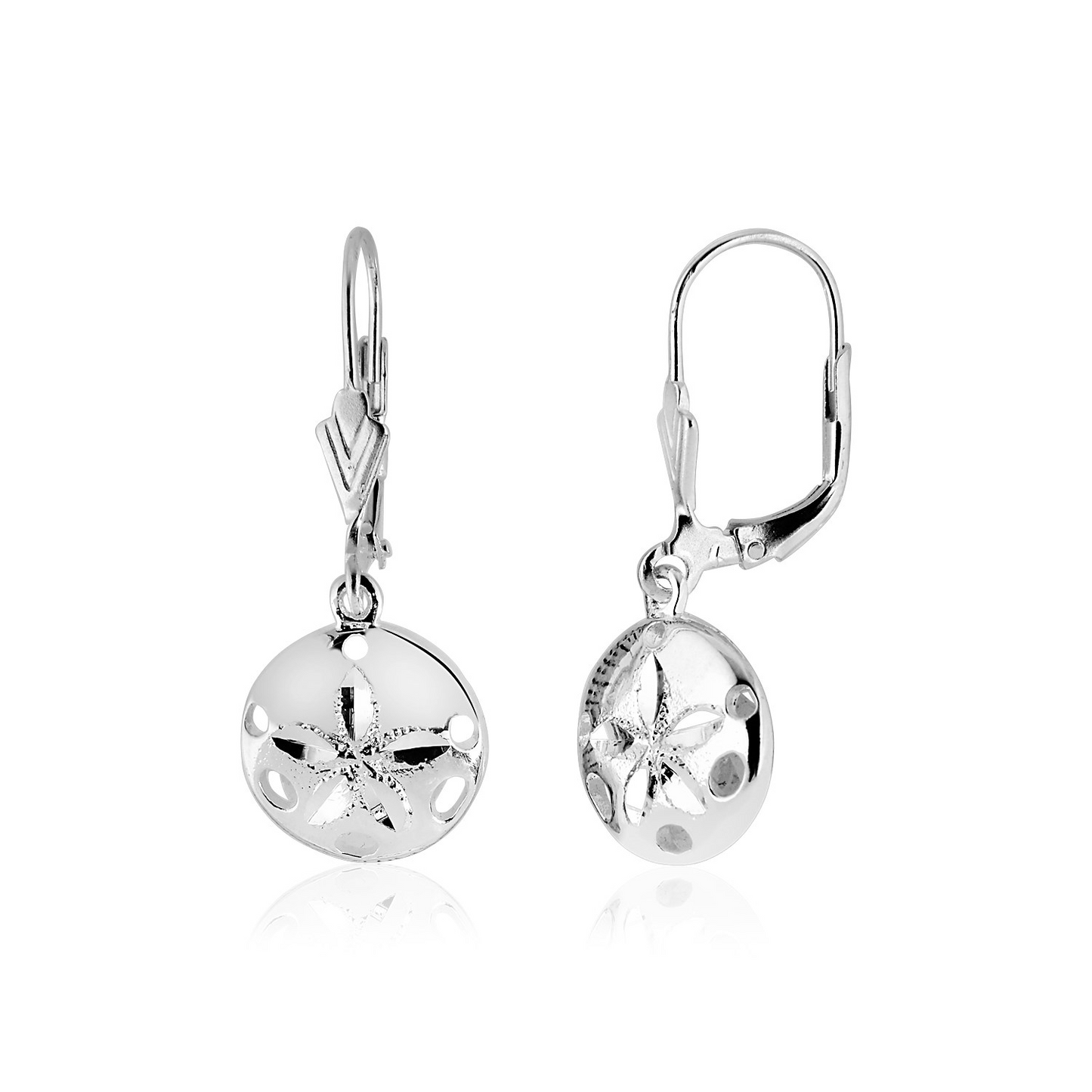 Sterling Silver Polished Sand Dollar Dangle Earrings | Elegant Beach-inspired Jewelry