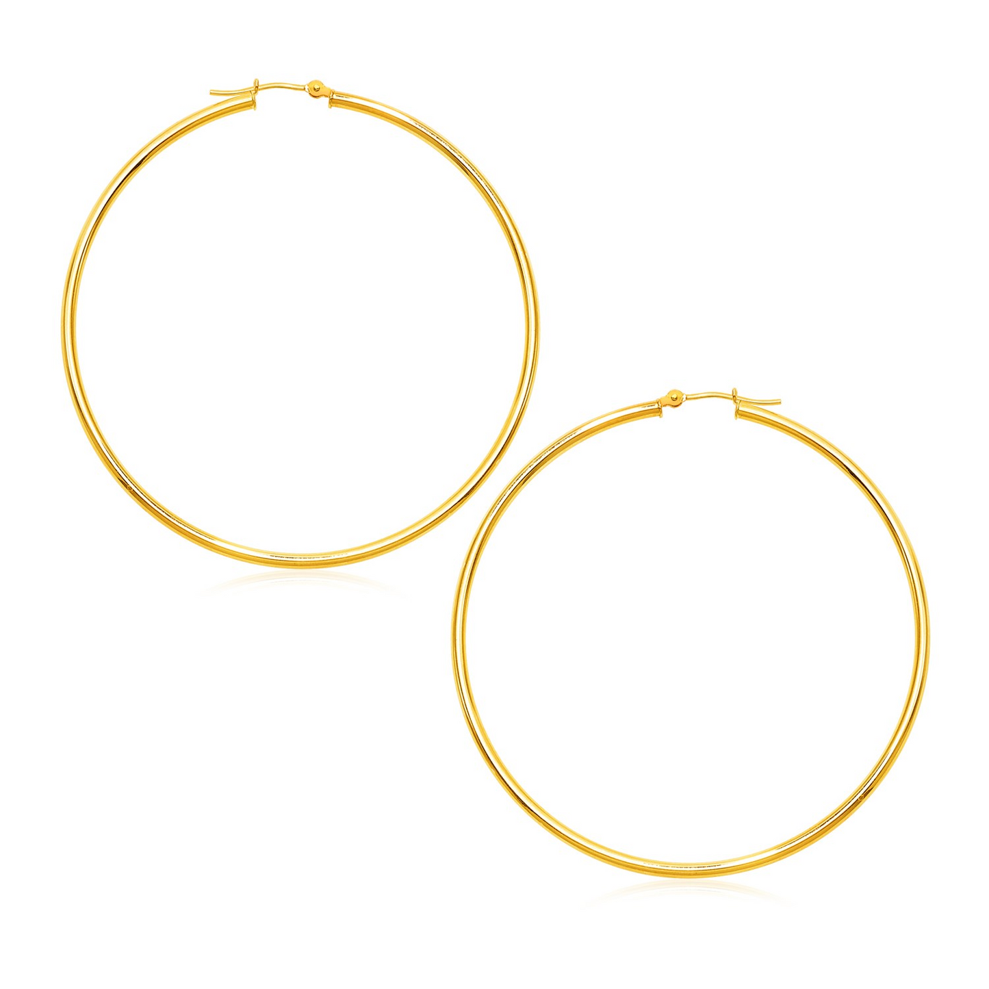 14k Yellow Gold Polished Large Round Hoop Earrings | Elegant Accessories