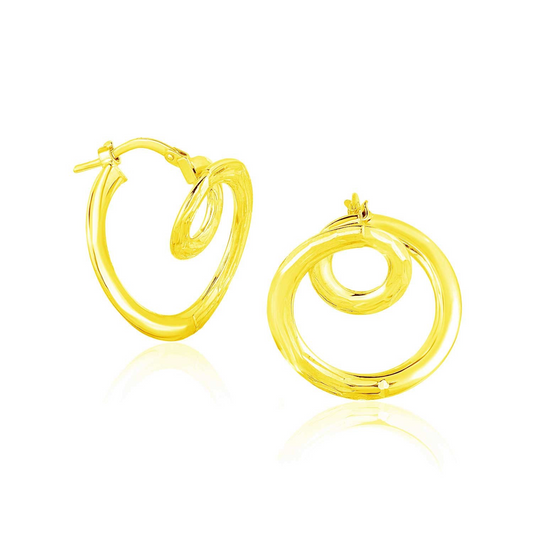 14k Yellow Gold Textured Coil Style Hoop Earrings - Elegant and Stylish