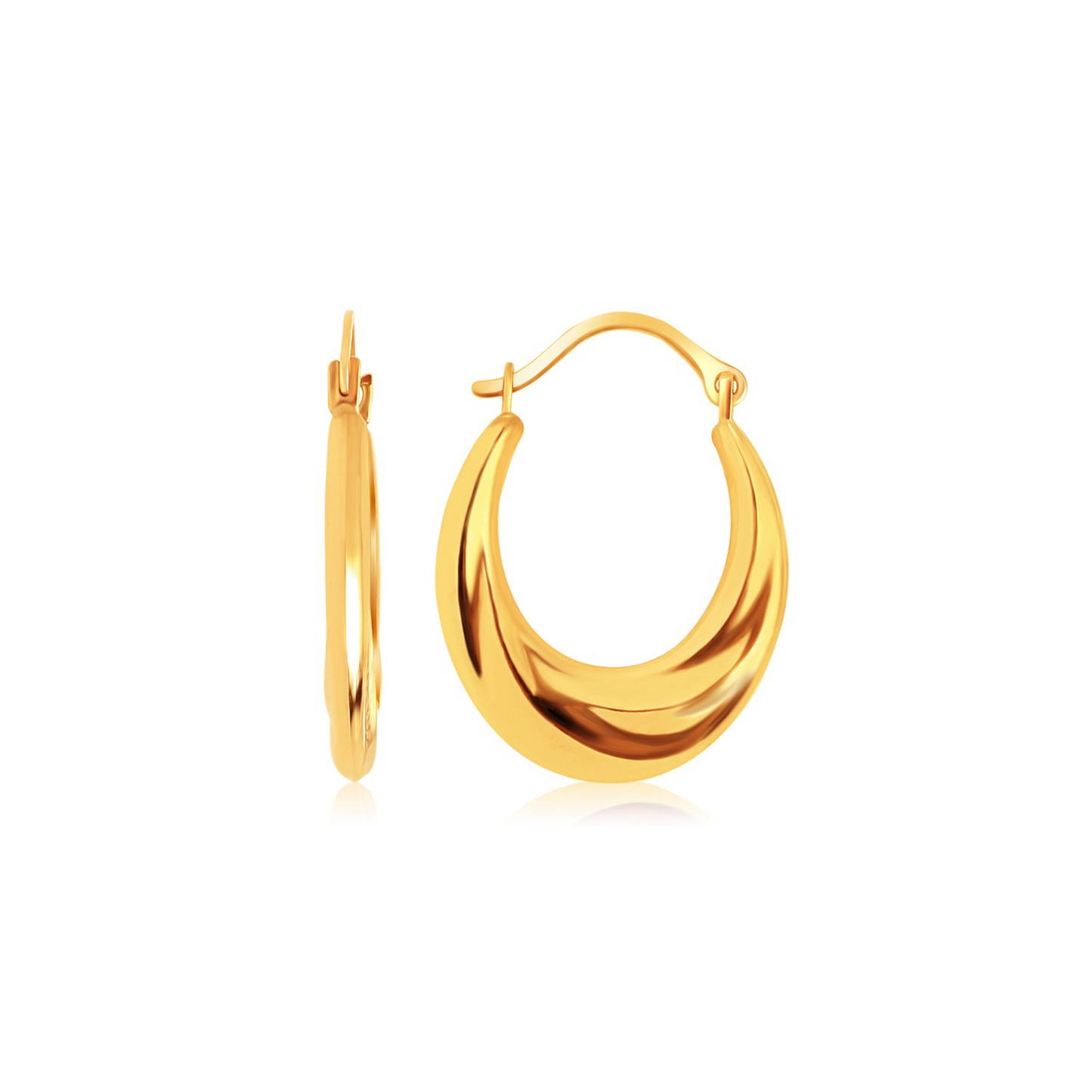 14k Yellow Gold Graduated Oval Hoop Earrings - Elegant and Timeless