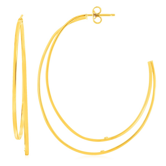 14k Yellow Gold Large Double Hoop Earrings - Stunning Design and Impeccable Craftsmanship