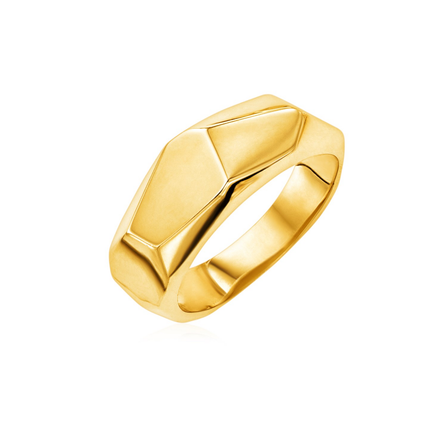 14k Yellow Gold Hammered Texture Ring - Contemporary Design, Versatile and Stylish