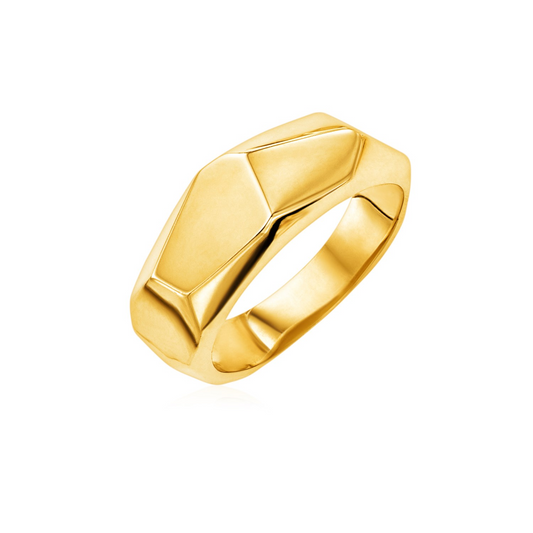 14k Yellow Gold Hammered Texture Ring - Contemporary Design, Versatile and Stylish