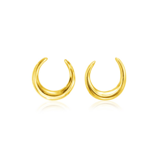 14k Yellow Gold Polished Moon Earrings | Delicate and Stylish