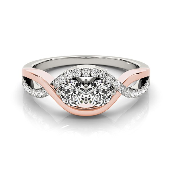 14k White and Rose Gold Infinity Style Two Stone Diamond Ring (5/8 cttw)