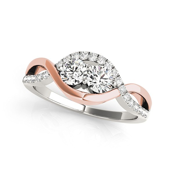 14k White and Rose Gold Infinity Style Two Stone Diamond Ring (5/8 cttw)