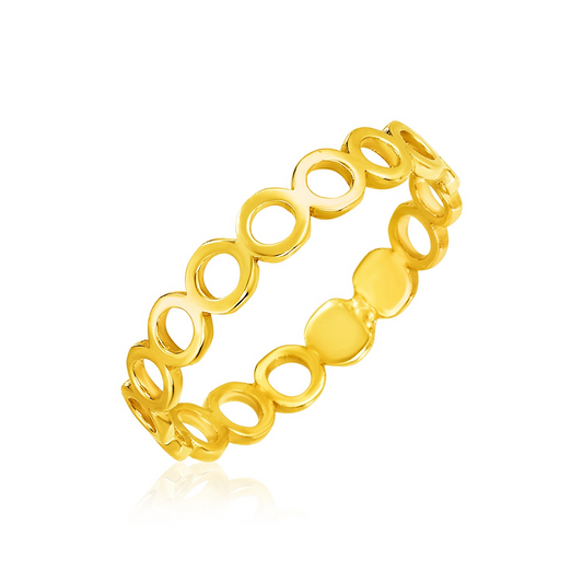 14k Yellow Gold Ring with Polished Open Circle Motifs - Elegant and Timeless Beauty