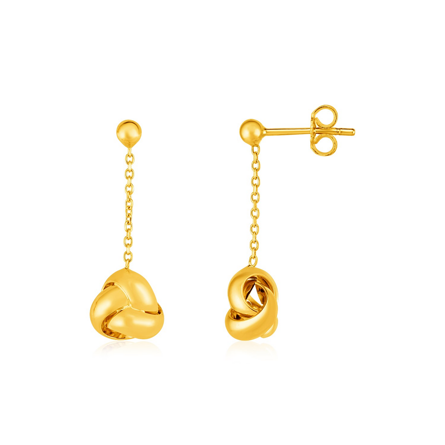 14k Yellow Gold Love Knot Drop Earrings - Elegant and Timeless Jewelry