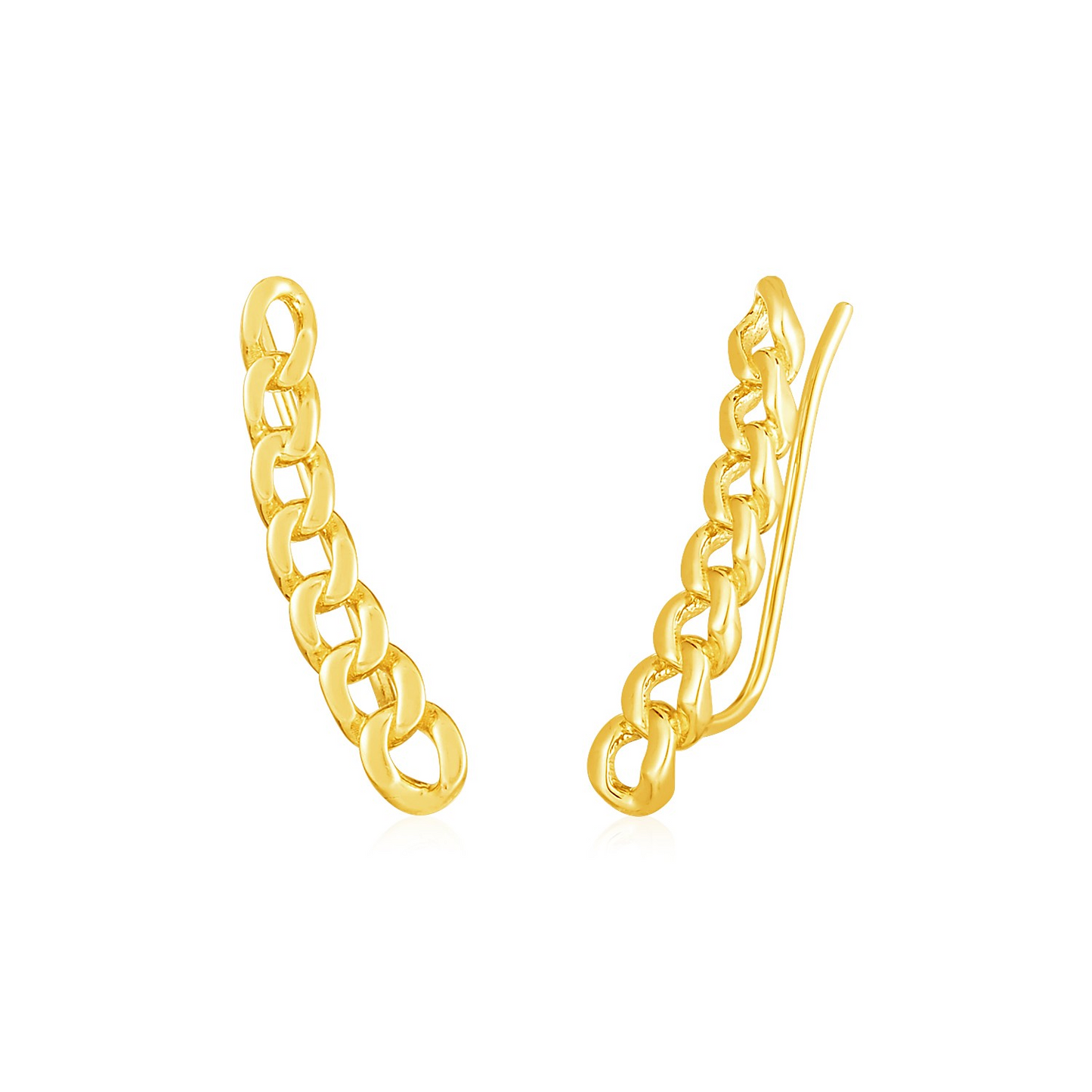 14k Yellow Gold Ear Climber Earring with Chain Links | Contemporary and Unique