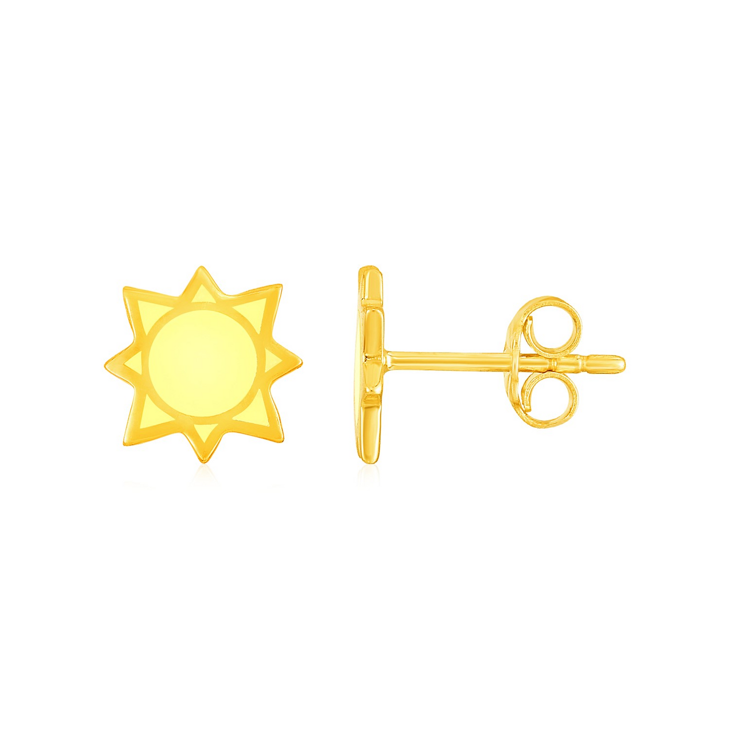 14k Yellow Gold and Enamel Yellow Sunburst Stud Earrings - Stunning and Timeless