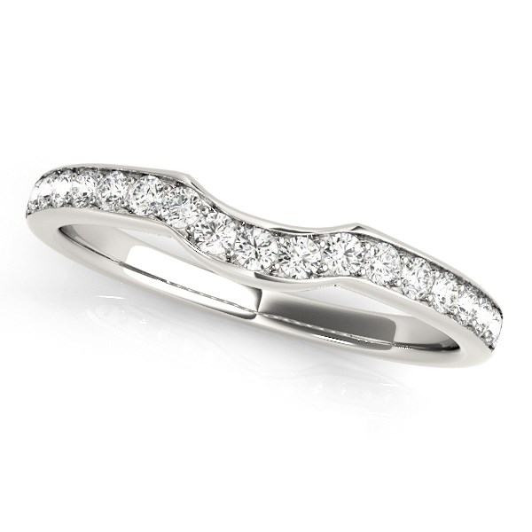 14k White Gold Curved Style Diamond Wedding Ring (1/4 cttw) - Elegant and Timeless