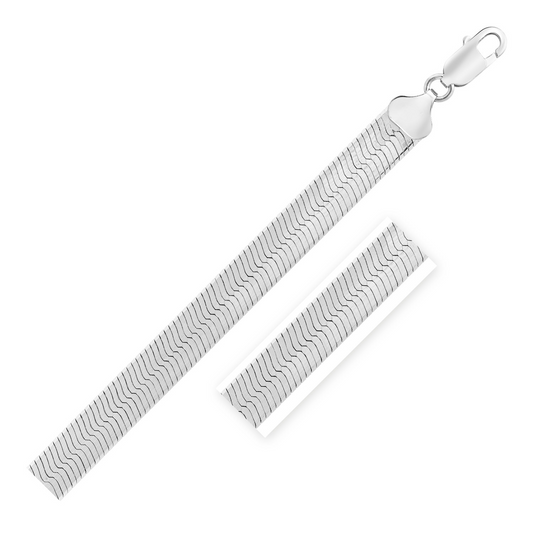 Sterling Silver Rhodium Plated Herringbone Chain 9.5mm | Stylish and Durable Jewelry