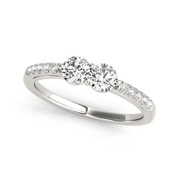 14k White Gold Two Stone Round Diamond Ring (5/8 cttw) - Elegant and Timeless