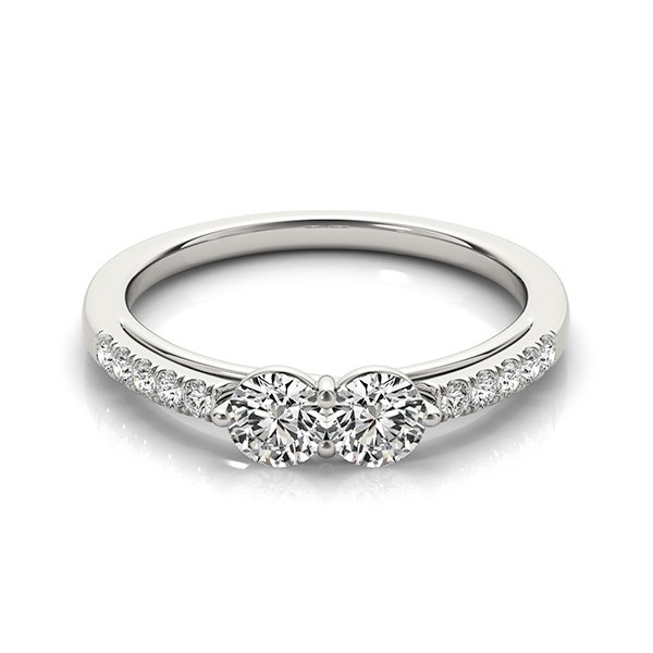 14k White Gold Two Stone Round Diamond Ring (5/8 cttw) - Elegant and Timeless