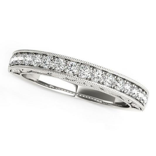 14k White Gold Antique Prong Set Diamond Wedding Ring (1/3 cttw) - Elegant and Timeless Design