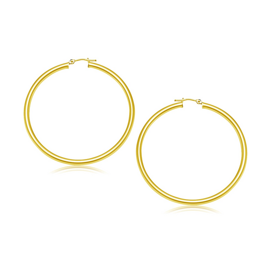 10k Yellow Gold Polished Hoop Earrings (30 mm) - Elegant and Timeless