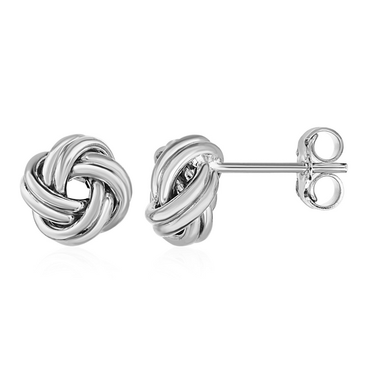 Love Knot Post Earrings in 14k White Gold - Elegant and Timeless Jewelry