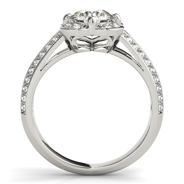 Round Diamond Floral Motif Engagement Ring in 14k White Gold (1 3/8 cttw) - Elegant and Exquisite